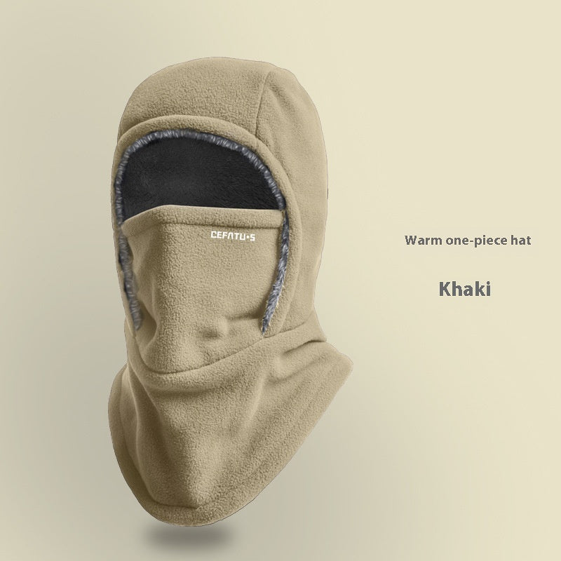 Winter Fleece Hooded Scarf Windproof Cold-proof Warm Face Mask Outdoor Thermal Head Cover Hat by DERILUJA LLC