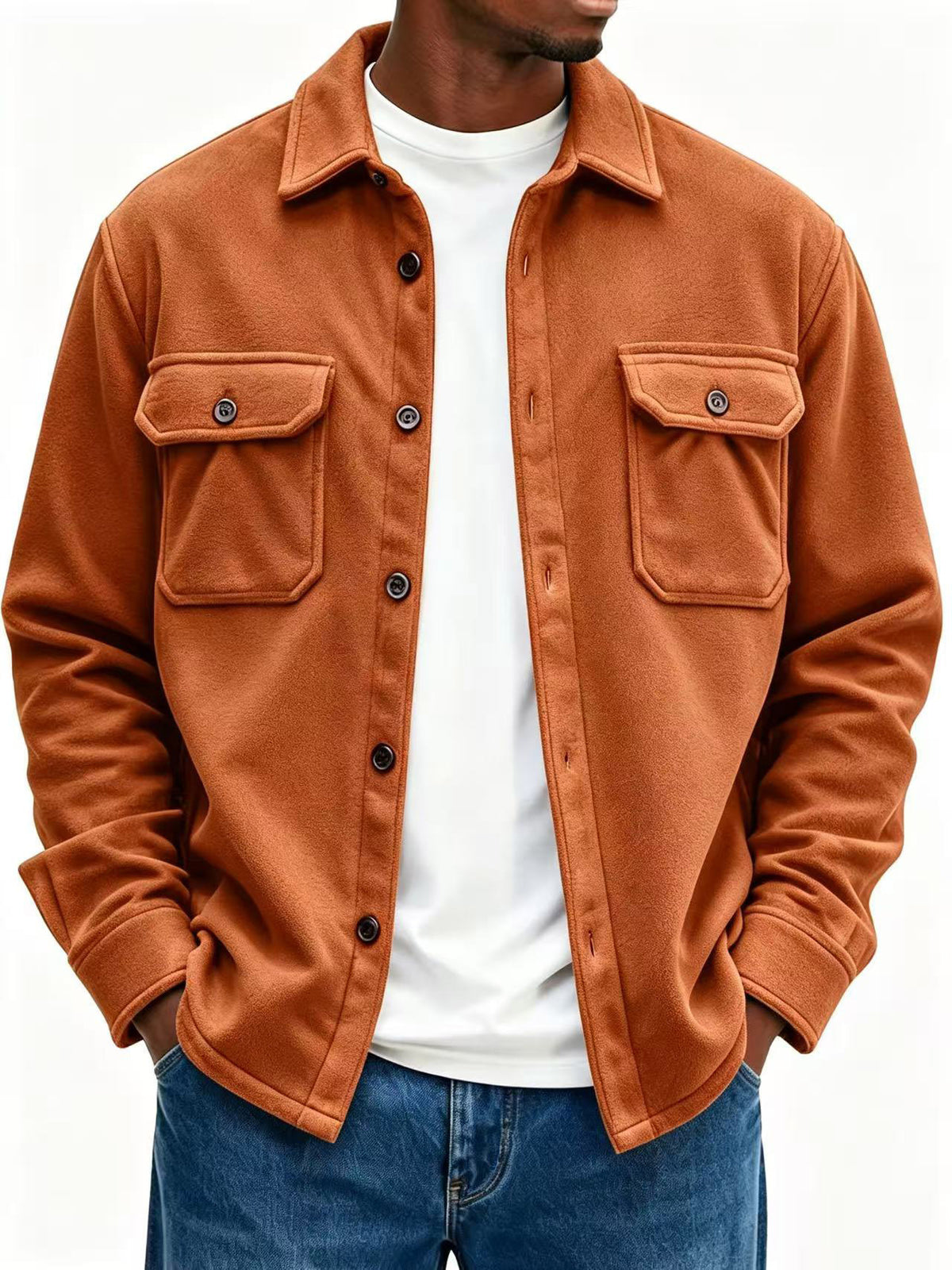 Men's Casual Loose-fit Jacket Coat by DERILUJA LLC