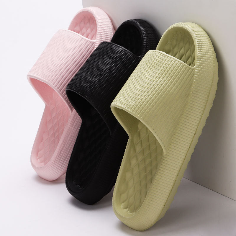 Summer EVA Slippers Solid Color Rhombus Stripe Anti-slip Slippers New Women's Home Shoes by My Store