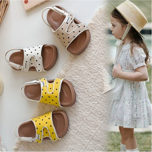 2026 Summer New Kids Sandals, Soft Light Sole Girls Shoes, Fashion Polka Dot Hook & Loop Beach Shoes For Little Middle Big Kids by DERILUJA LLC