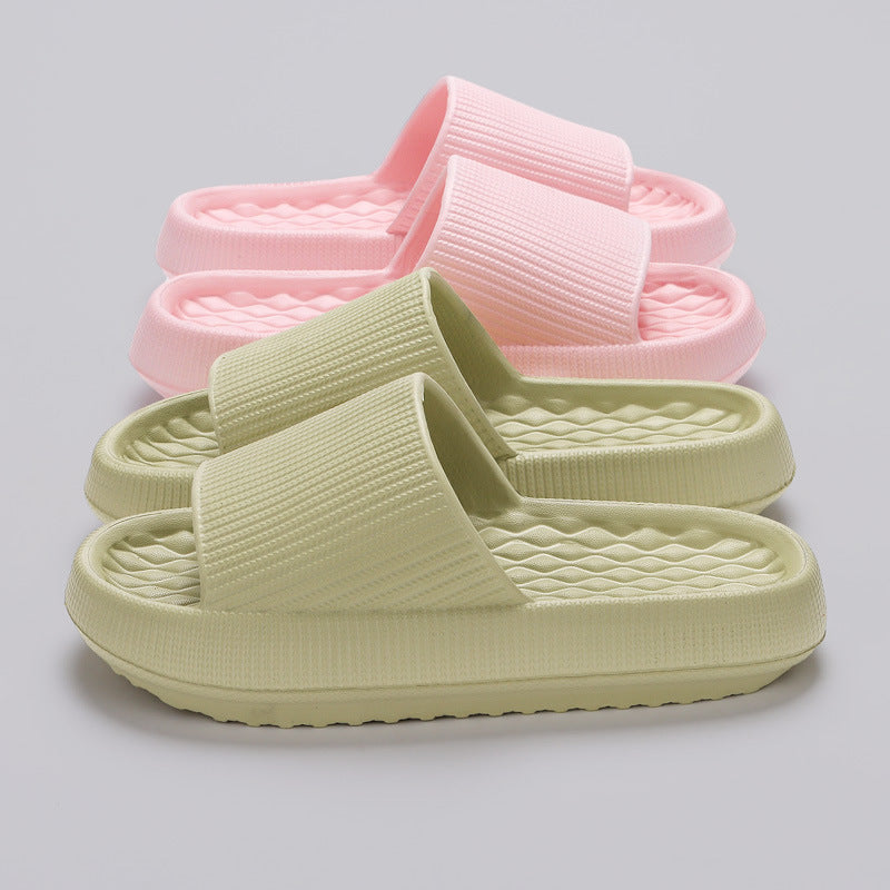 Summer EVA Slippers Solid Color Rhombus Stripe Anti-slip Slippers New Women's Home Shoes by My Store
