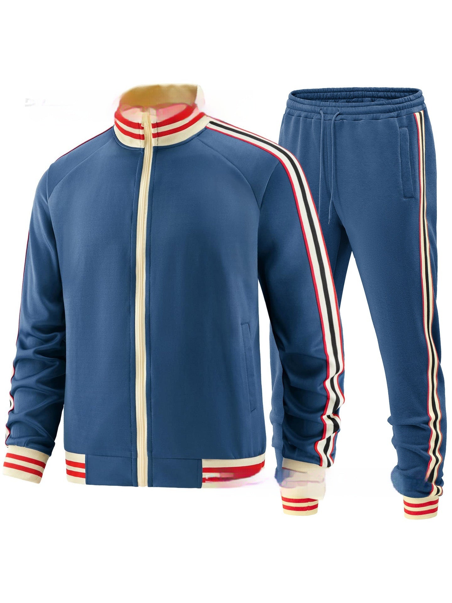 Men's Casual Sports Suit Color Matching Two-piece Set by My Store