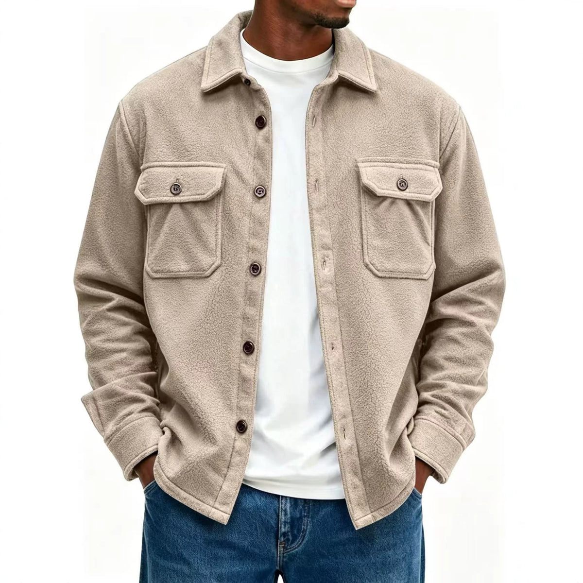 Men's Casual Loose-fit Jacket Coat by DERILUJA LLC