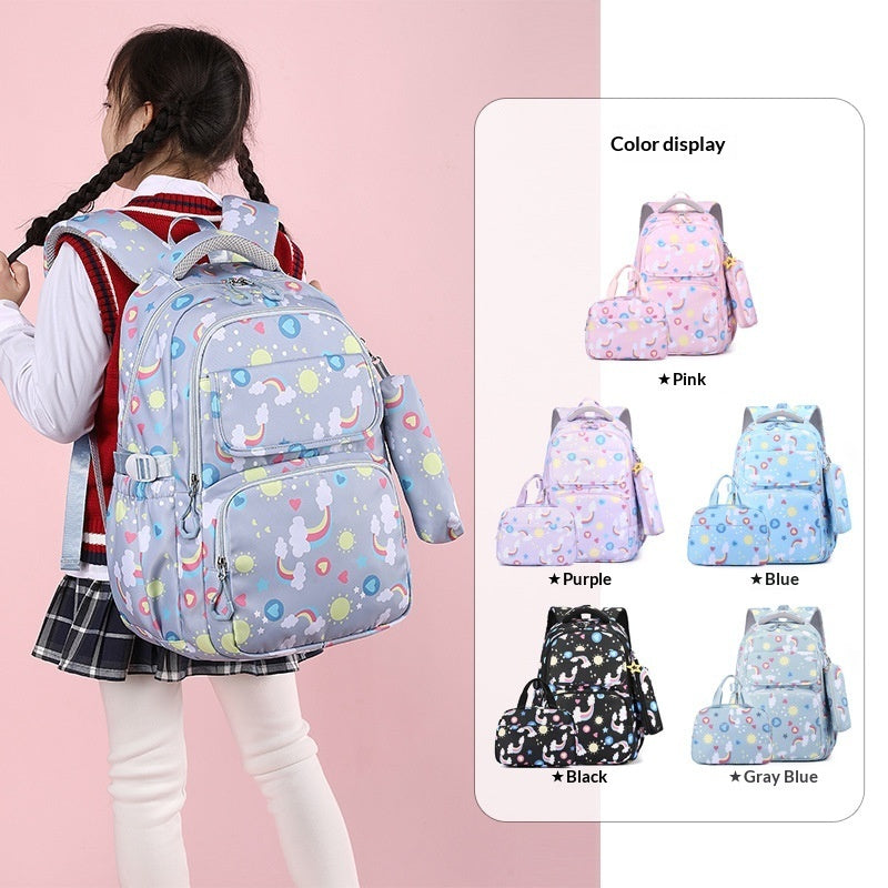 Back-protecting Large-capacity Three-piece Student School Bag Set by DERILUJA LLC
