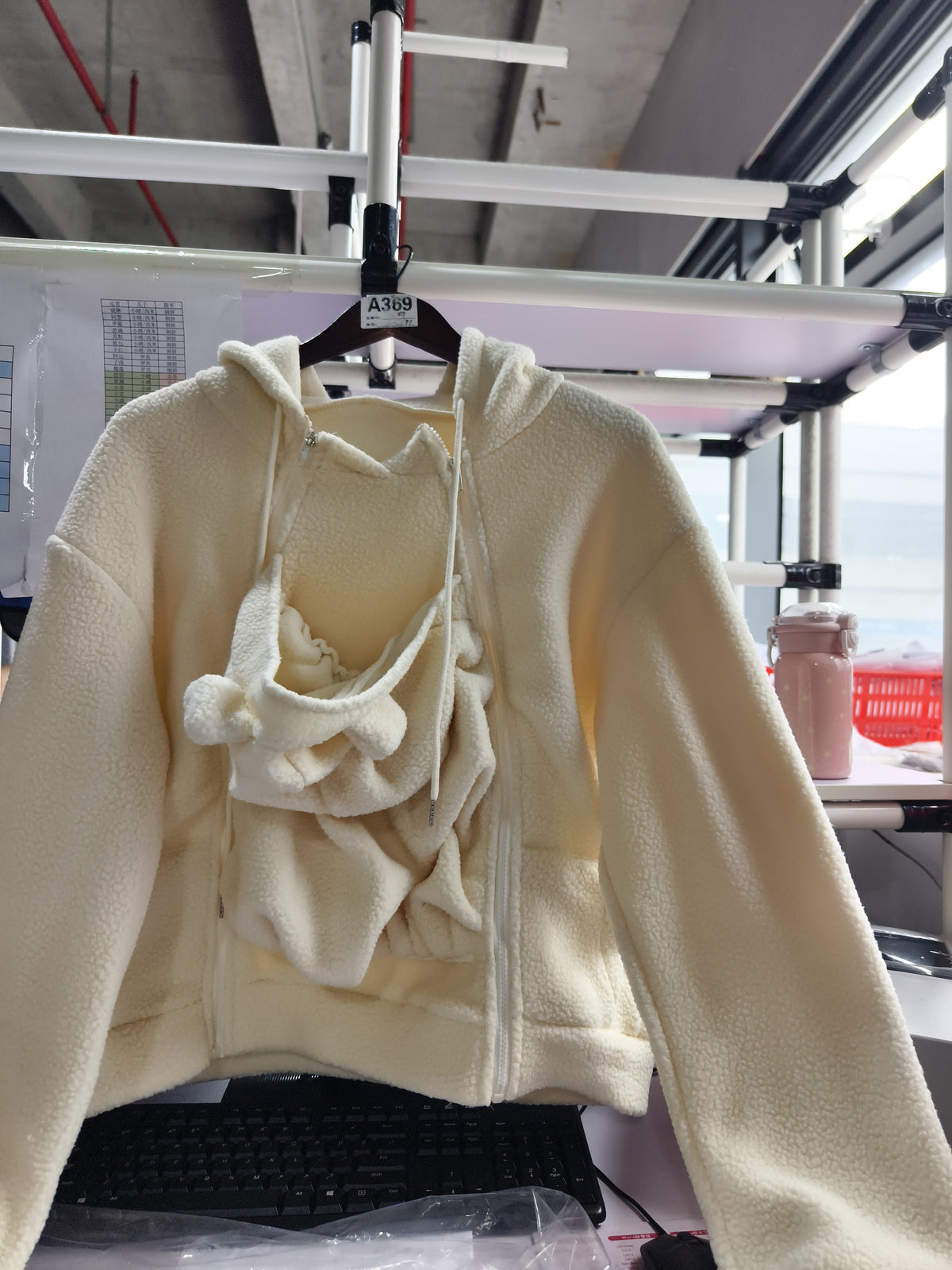 Corduroy Hooded Sweatshirt With Baby-pocket Women's Thickened Zip-up Jacket For Parent-Child Matching Outfits by DERILUJA LLC