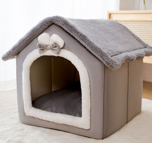 Foldable Dog House Pet Cat Bed Winter Dog Villa Sleep Kennel Removable Nest Warm Enclosed Cave Sofa Pets Supplies by Badon Shop LLC