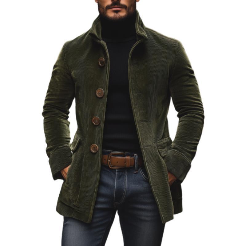 Men's Jacket Winter Stand Collar Button-up Coat Casual Blazer Outerwear Clothing by DERILUJA LLC