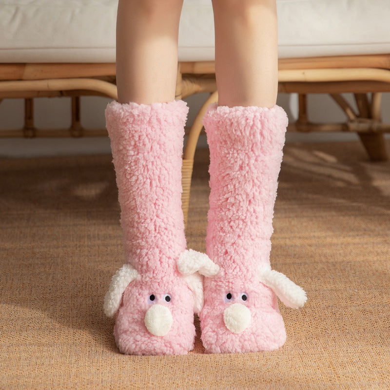 Cute Cartoon Dog Floor Socks Winter Warm Non-slip Plush Socks For Women by My Store