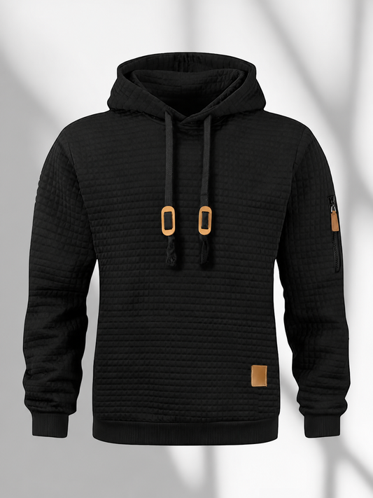 Men’s Textured Waffle Hoodie – Casual Fall Pullover