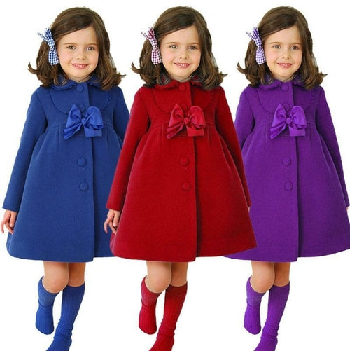 kids Designer Clothes Girls Big Bow Coats Solid Toddler Jacket Long by DERILUJA LLC