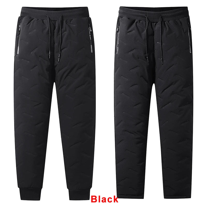 2PCS Ultra Warm Winter Pants – Black & Gray Plush Fleece Thermal Set