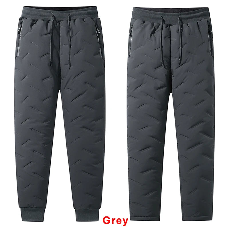 2PCS Ultra Warm Winter Pants – Black & Gray Plush Fleece Thermal Set