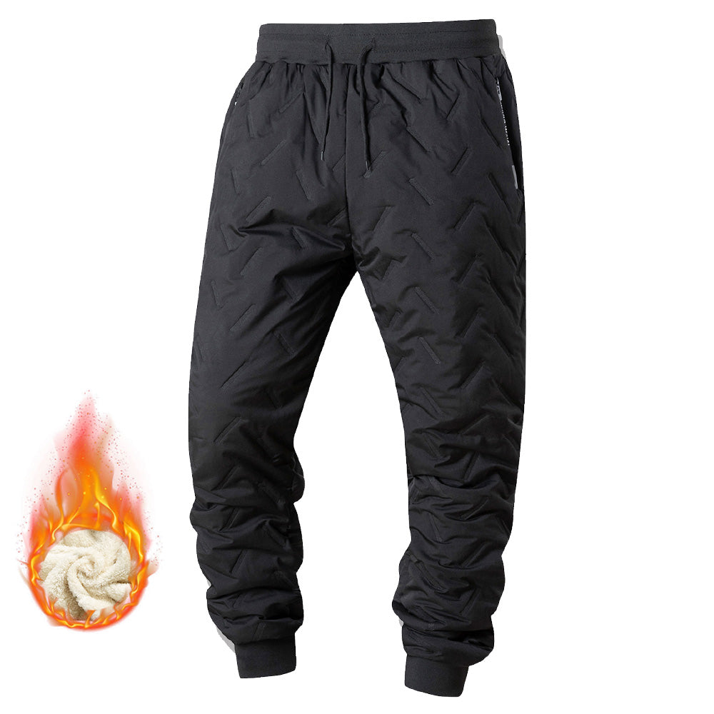 2PCS Ultra Warm Winter Pants – Black & Gray Plush Fleece Thermal Set