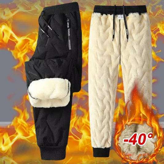 2PCS Ultra Warm Winter Pants – Black & Gray Plush Fleece Thermal Set by DERILUJA LLC