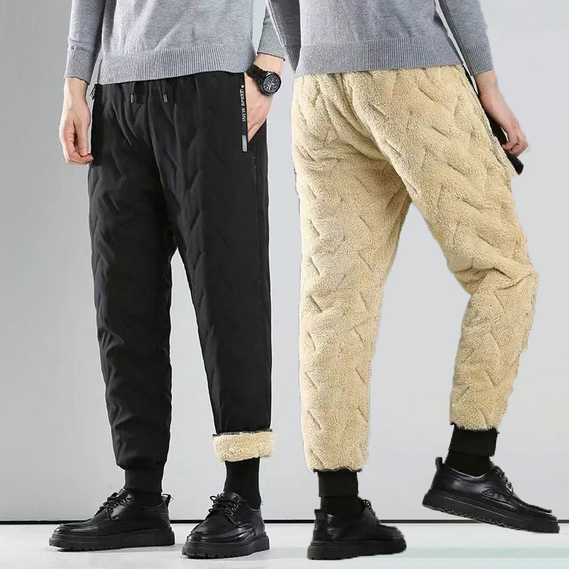 2PCS Ultra Warm Winter Pants – Black & Gray Plush Fleece Thermal Set by DERILUJA LLC