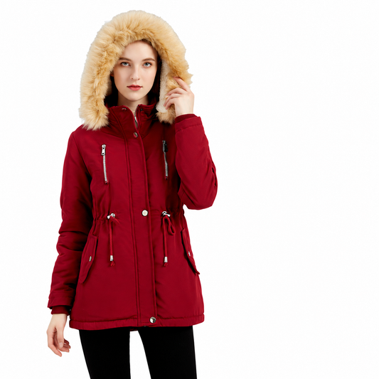 Women’s Fleece Winter Jacket with Detachable Hood by DERILUJA LLC